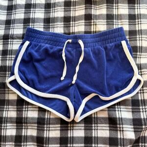 VTG Juicy Couture Black Label Blue Velour Shorts M Dolphin Hem Y2K